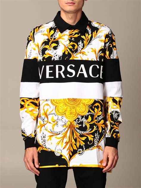 versace long sleeve button up|versace long sleeve polo.